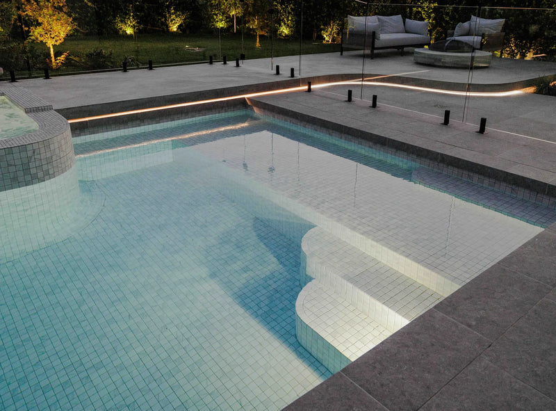 Pascoe Vale curved concrete pool and raised spa by Fine Art Pools