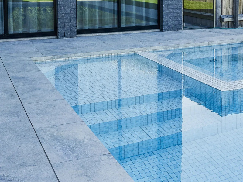 Altona concrete pool viewed from inside the home by Fine Art Pools