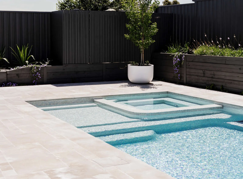 Preston concrete pool and spa combination by Fine Art Pools